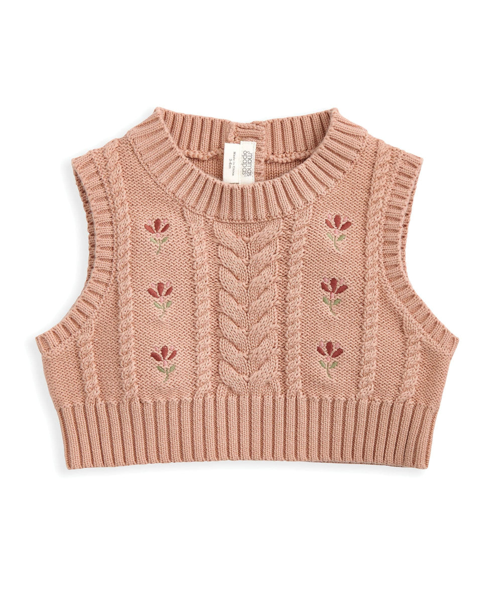 Mamas &amp; Papas Outfits &amp; Sets Floral Frill Collar Dress &amp; Embroidered Knit Vest Set (2 Pieces)