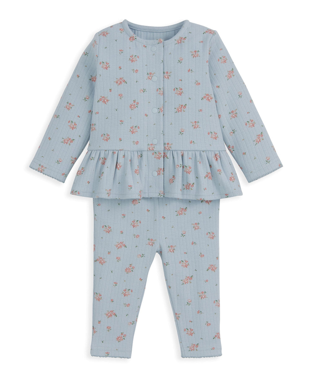 Mamas &amp; Papas Outfits &amp; Sets Floral Ribbed Top &amp; Leggings Outfit Set