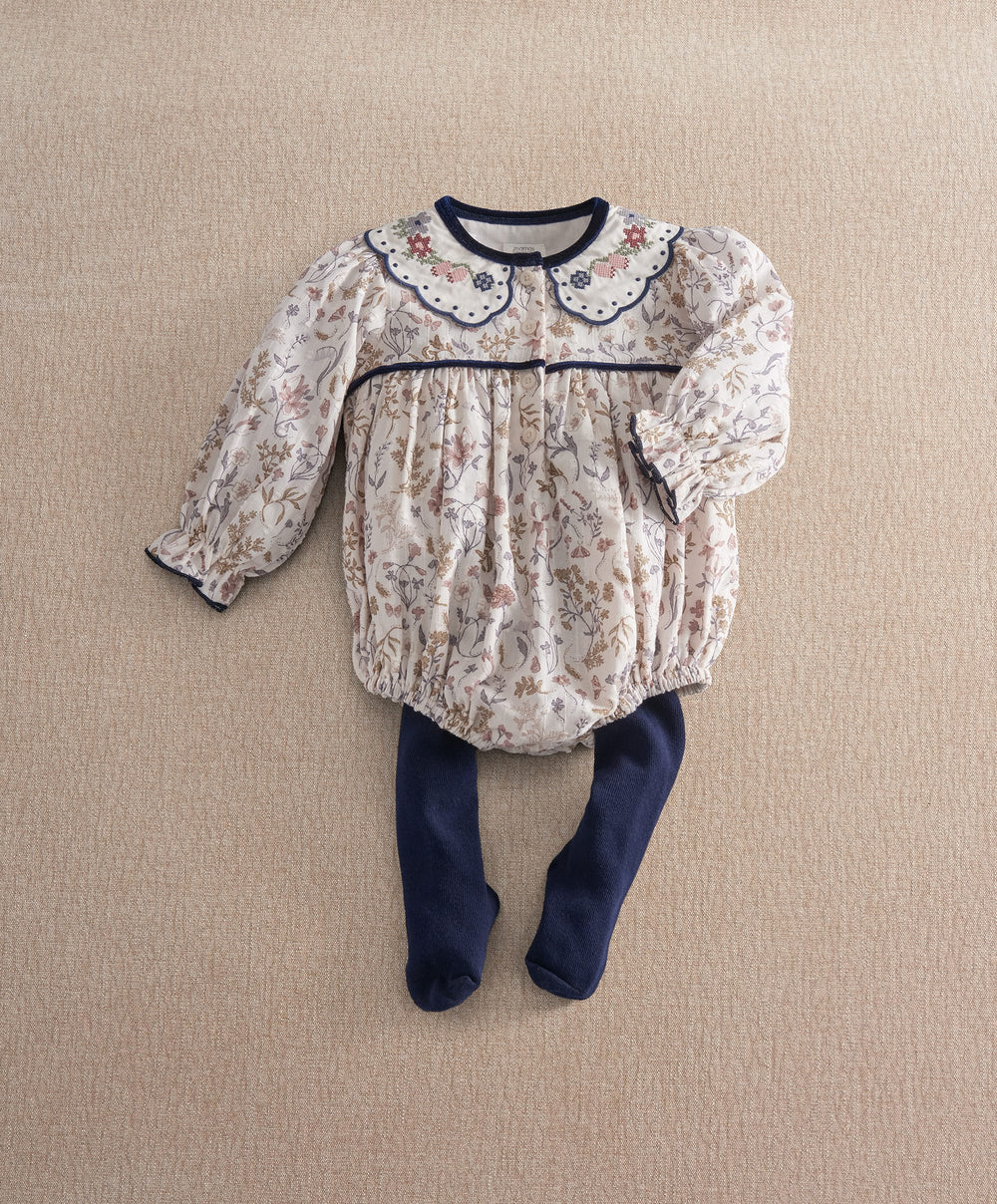 Mamas &amp; Papas Outfits &amp; Sets Floral Romper &amp; Tights