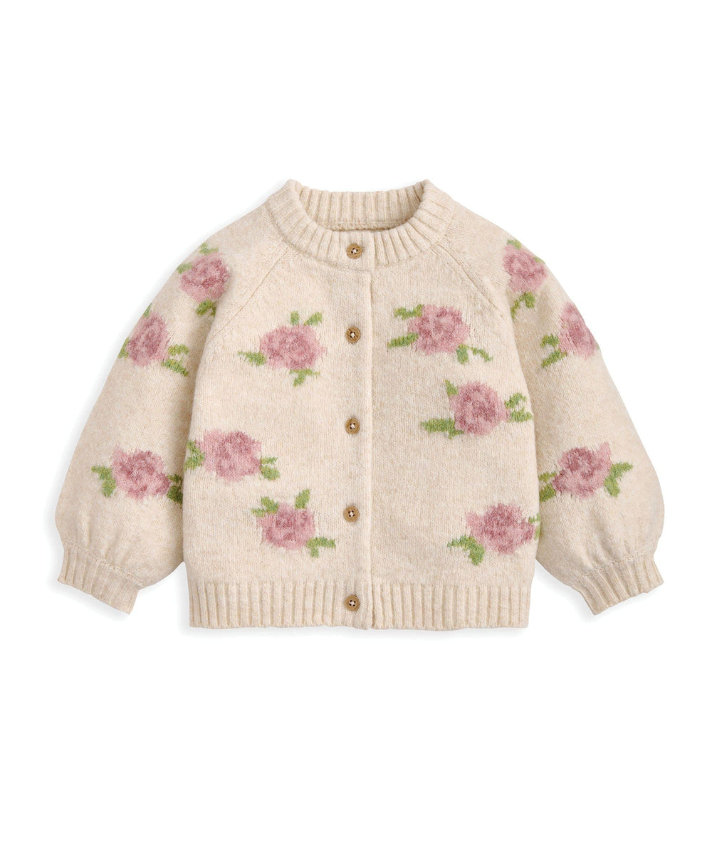 Mamas &amp; Papas Outfits &amp; Sets Jacquard Knit Cardigan &amp; Leggings Set (2 Pieces) - Pink