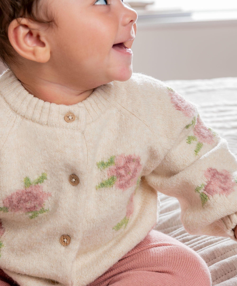 Mamas &amp; Papas Outfits &amp; Sets Jacquard Knit Cardigan &amp; Leggings Set (2 Pieces) - Pink