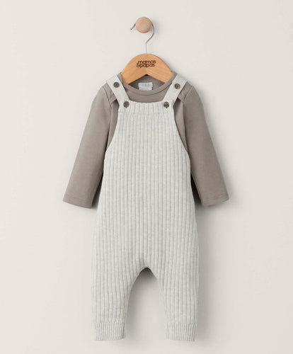 Mamas & Papas Outfits & Sets Knit Dungaree Set (2 Piece) - Sand