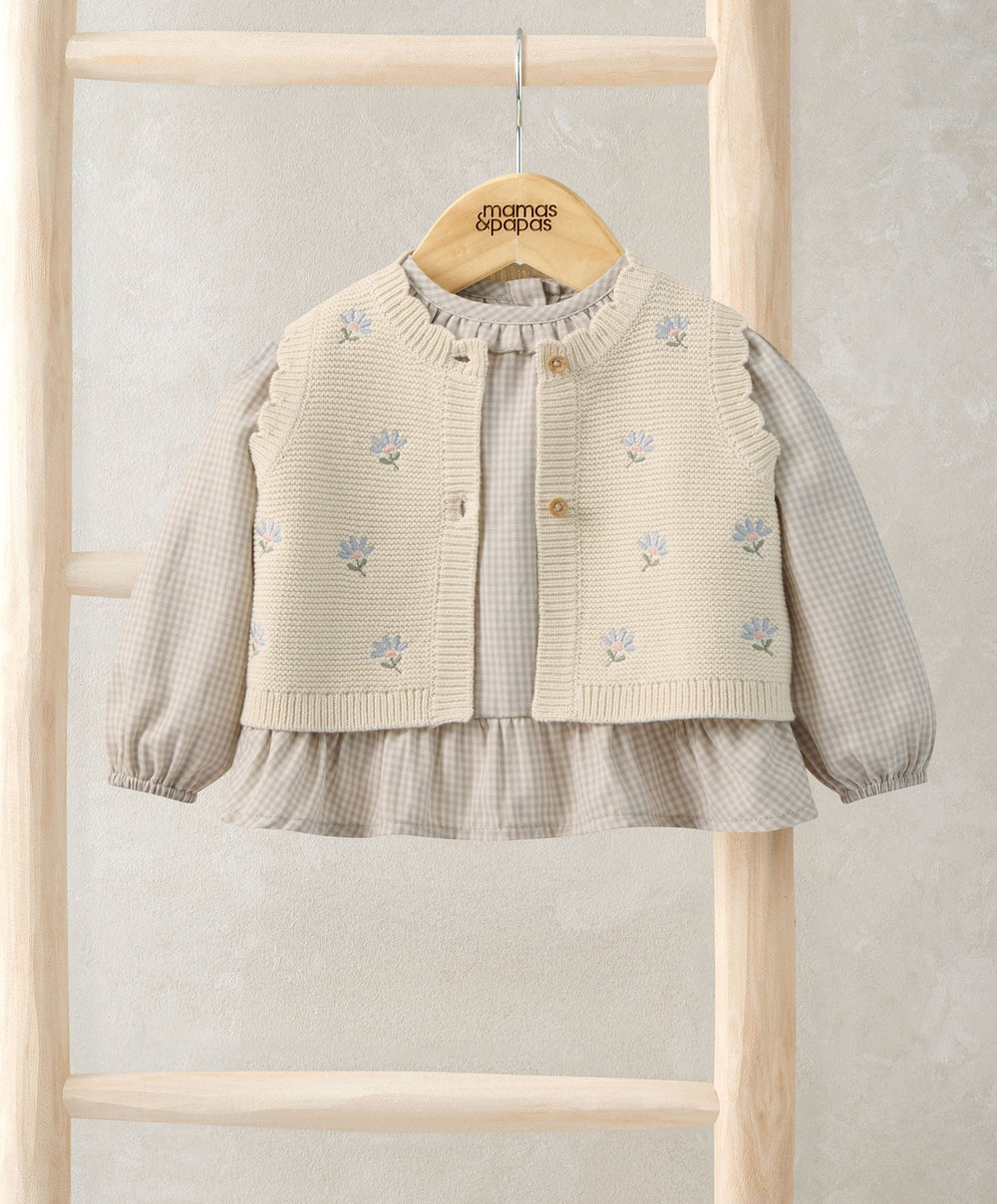 Mamas &amp; Papas Outfits &amp; Sets Knitted Girls Waistcoat &amp; Top Set