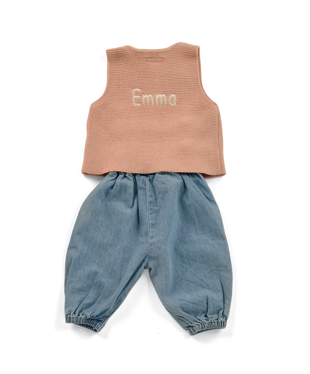 Mamas &amp; Papas Outfits &amp; Sets Knitted Waistcoat and Denim Trousers