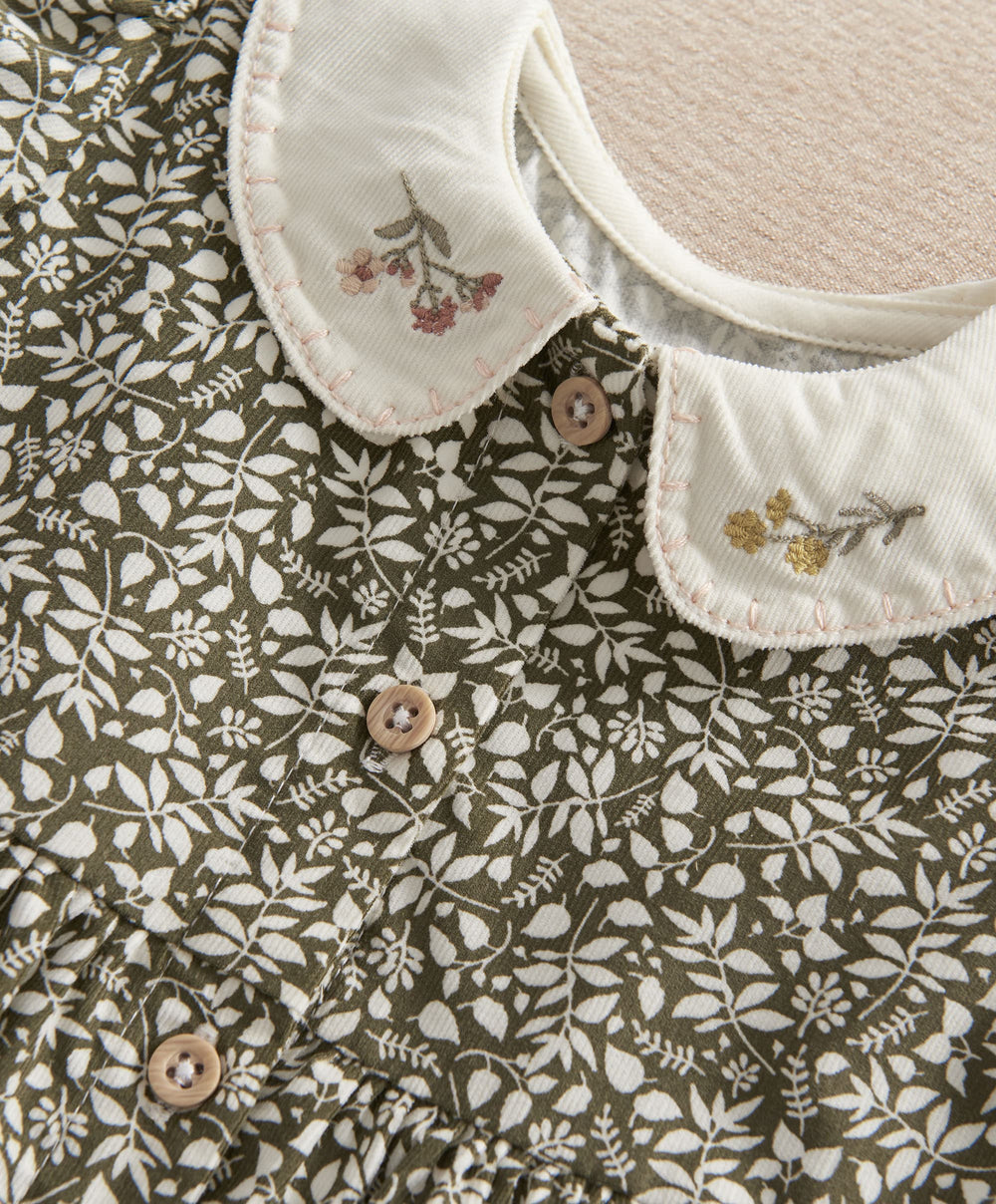 Mamas &amp; Papas Outfits &amp; Sets Leaf Print Dress &amp; Tights Set