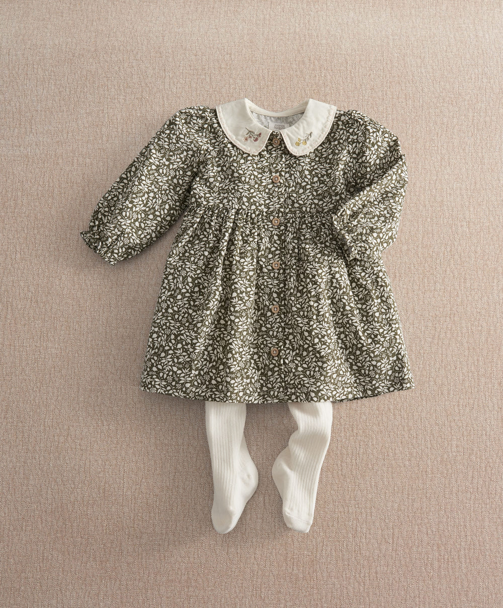 Mamas &amp; Papas Outfits &amp; Sets Leaf Print Dress &amp; Tights Set