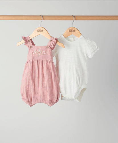 Mamas & Papas Outfits & Sets Pink Embroided Shortie Romper