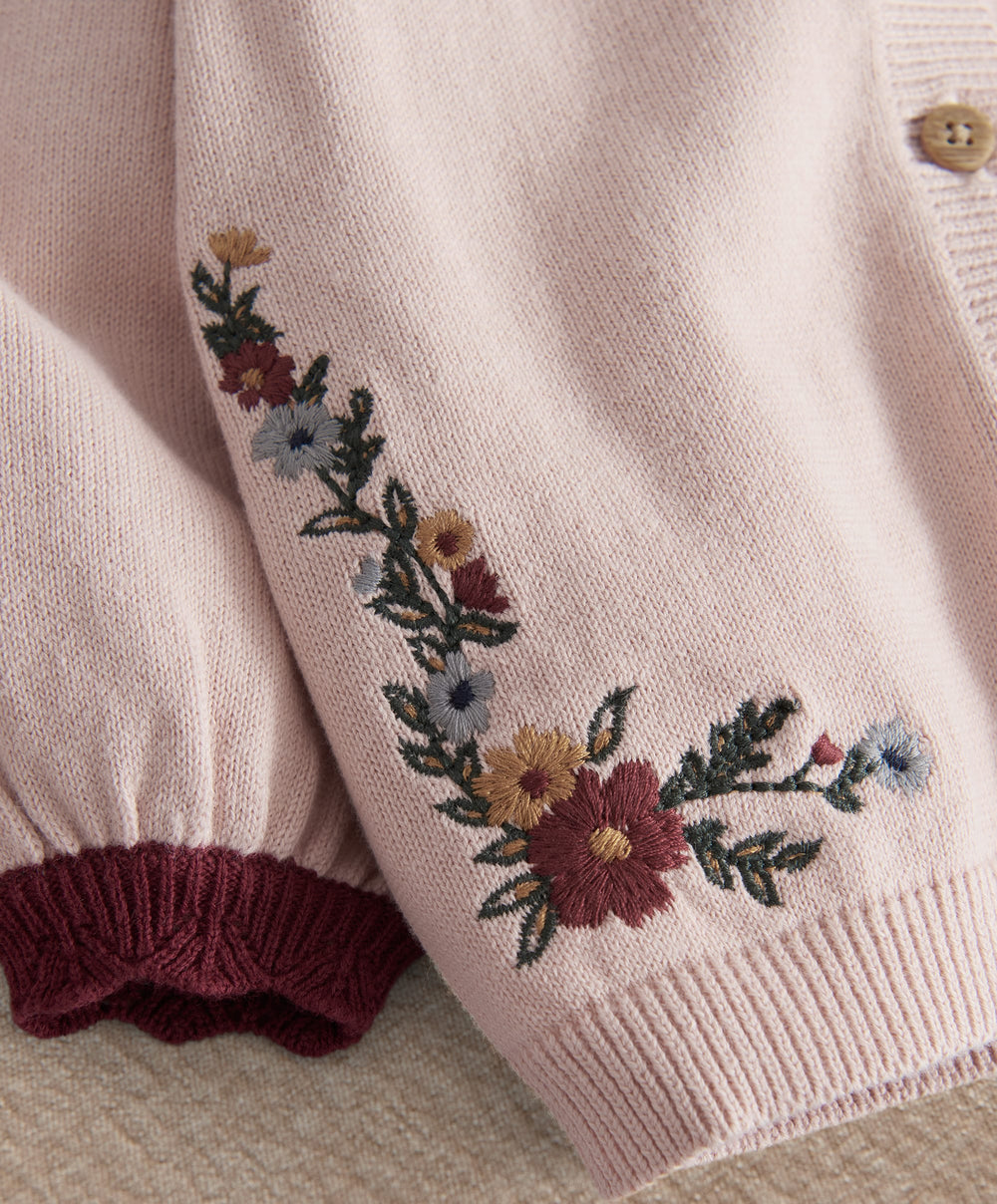 Mamas &amp; Papas Outfits &amp; Sets Pink Embroidered Knit Set (2 Pieces)