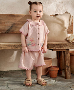 Mamas & Papas Outfits & Sets Pink Resort Shirt & Shorts Outfit Set