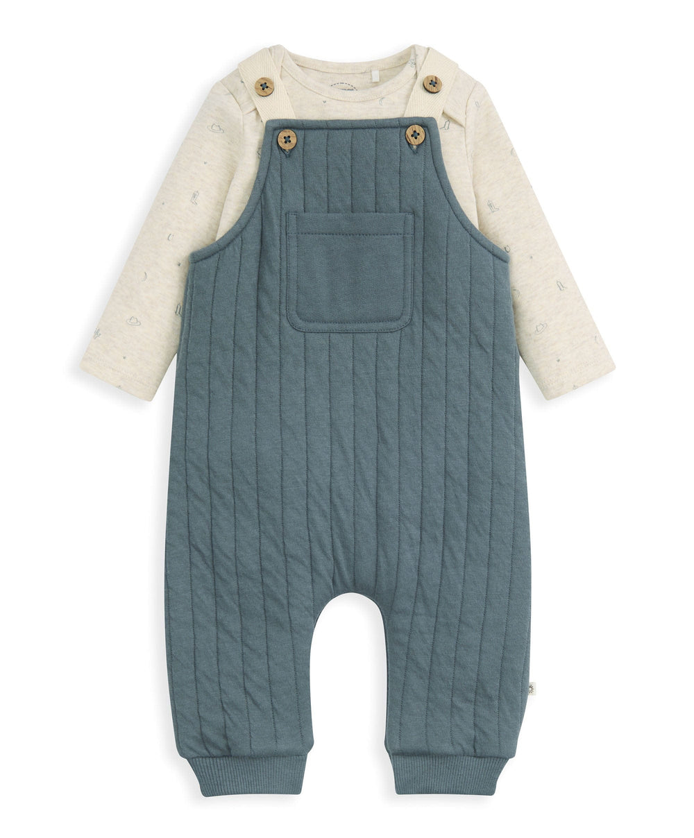 Mamas &amp; Papas Outfits &amp; Sets Quilted Dungarees &amp; Oatmeal Bodysuit