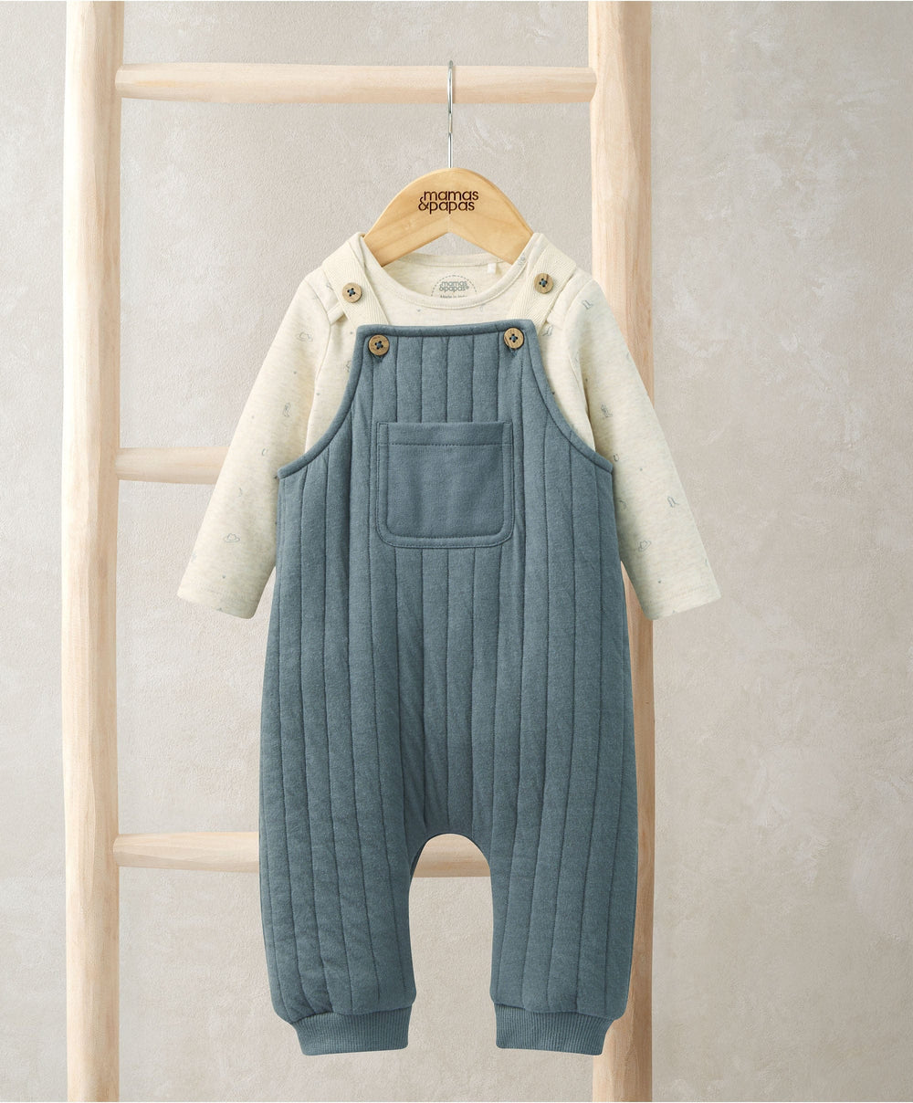 Mamas &amp; Papas Outfits &amp; Sets Quilted Dungarees &amp; Oatmeal Bodysuit