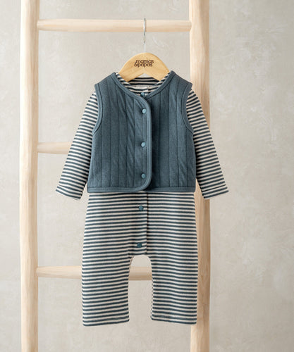 Mamas & Papas Outfits & Sets Quilted Gilet & Striped Romper