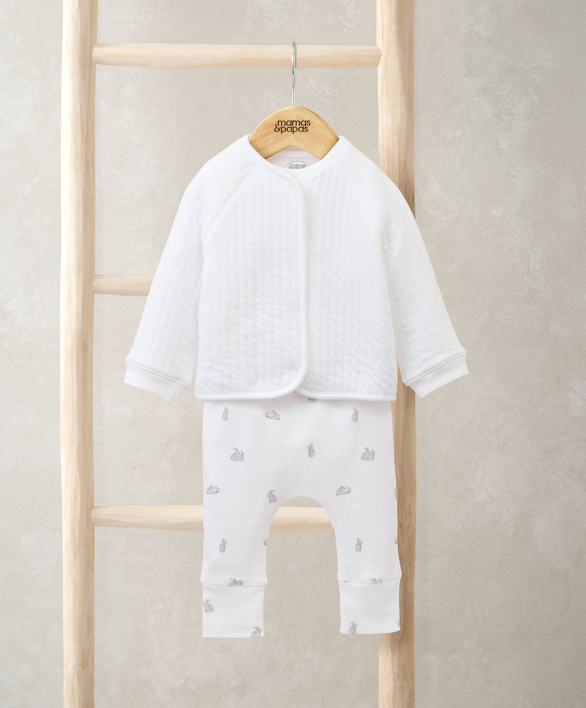 Mamas & Papas Outfits & Sets Quilted Jacket, Bodysuit & Bottoms Set (3 Pieces) – Bunny Print