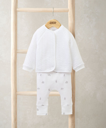 Mamas & Papas Outfits & Sets Quilted Jacket, Bodysuit & Bottoms Set (3 Pieces) – Bunny Print