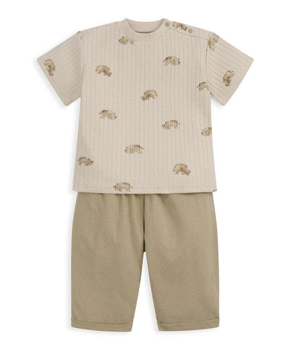 Mamas &amp; Papas Outfits &amp; Sets Rhino Ribbed T-Shirt &amp; Trousers Outfit Set
