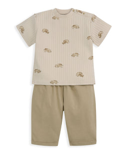 Mamas & Papas Outfits & Sets Rhino Ribbed T-Shirt & Trousers Outfit Set