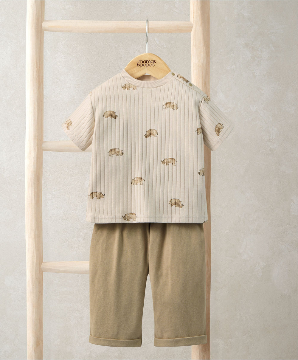 Mamas &amp; Papas Outfits &amp; Sets Rhino Ribbed T-Shirt &amp; Trousers Outfit Set