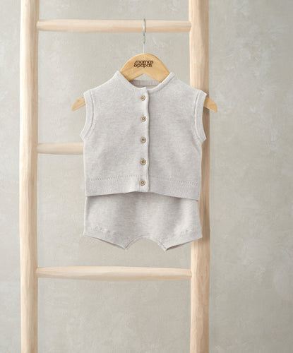 Mamas & Papas Outfits & Sets Ribbed Knit Cardigan & Shorts Set (2 Pieces) - Sand