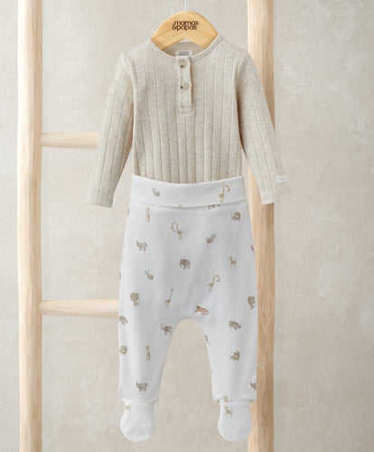 Mamas & Papas Outfits & Sets Ribbed Safari Bodysuit & Leggings Set
