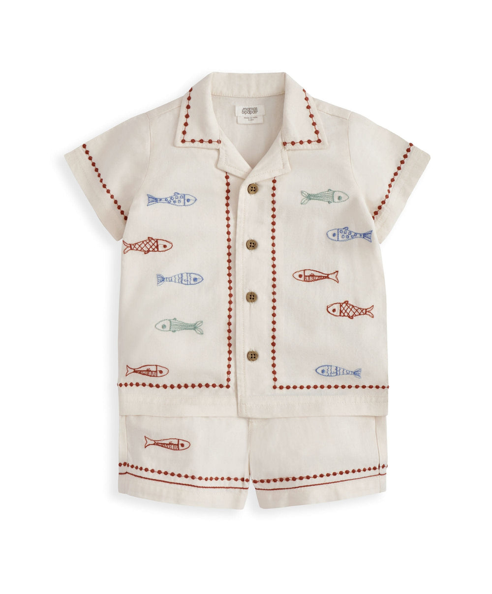 Mamas &amp; Papas Outfits &amp; Sets Sardine Linen Top &amp; Shorts Set