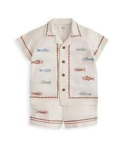 Mamas & Papas Outfits & Sets Sardine Linen Top & Shorts Set