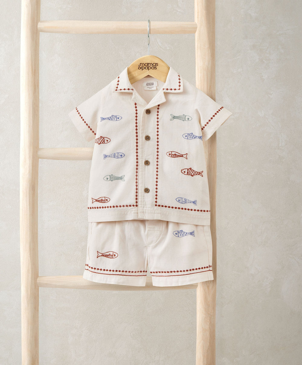 Mamas &amp; Papas Outfits &amp; Sets Sardine Linen Top &amp; Shorts Set