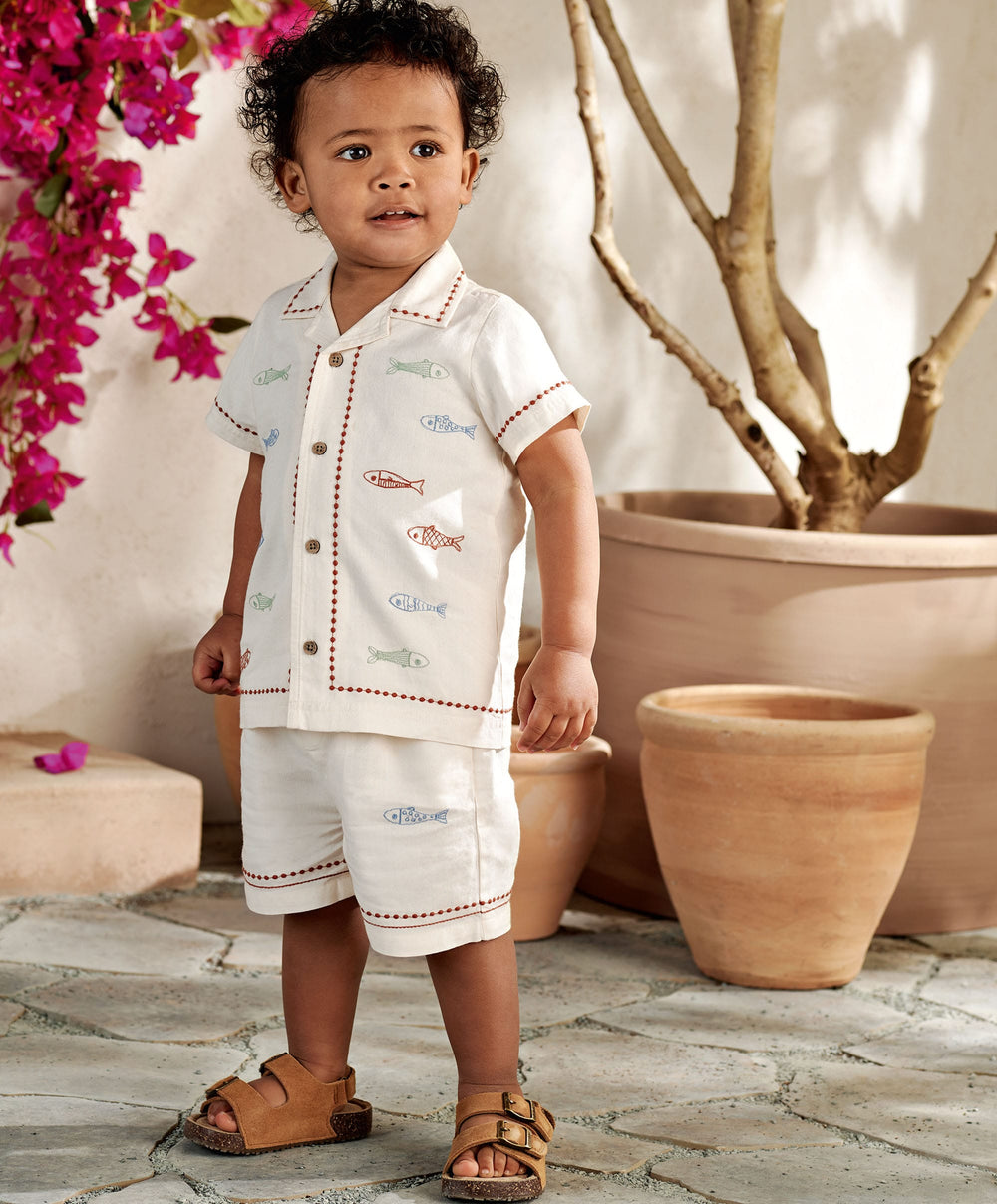 Mamas &amp; Papas Outfits &amp; Sets Sardine Linen Top &amp; Shorts Set