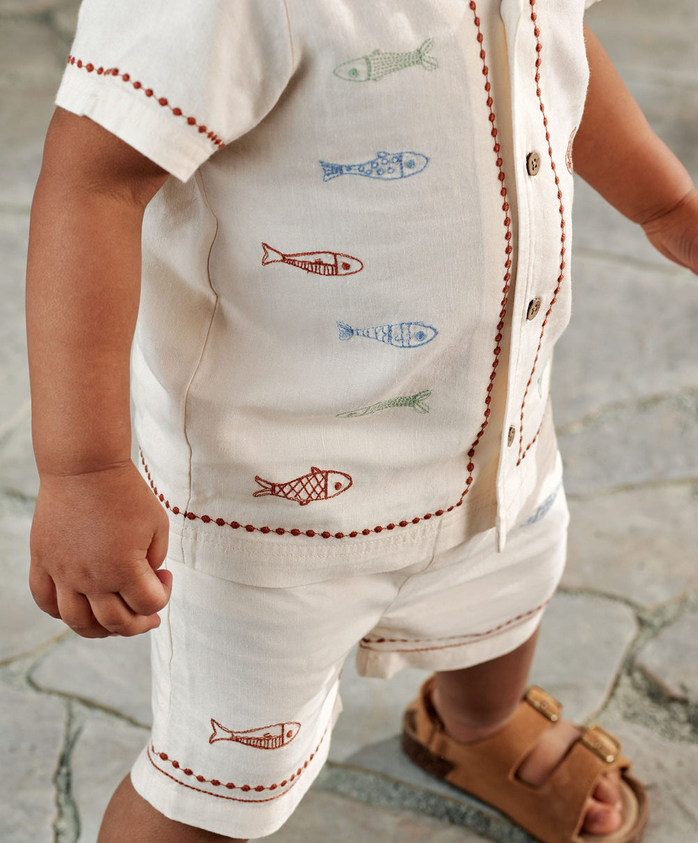 Mamas &amp; Papas Outfits &amp; Sets Sardine Linen Top &amp; Shorts Set