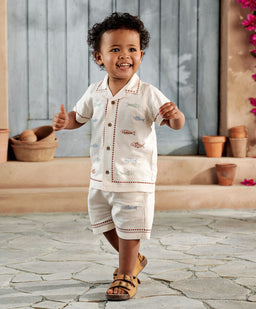 Mamas & Papas Outfits & Sets Sardine Linen Top & Shorts Set