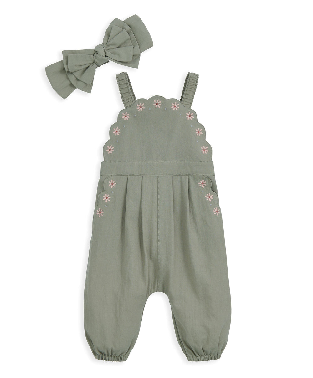 Mamas &amp; Papas Outfits &amp; Sets Scalloped Dunagrees &amp; Headband Set