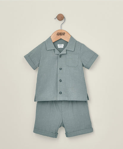 Mamas & Papas Outfits & Sets Shirt and Short Outfit Set - Green
