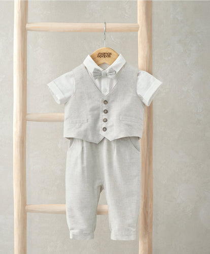 Mamas & Papas Outfits & Sets Shirt, Waistcoat, Trousers & Bow Tie Set (4 Pieces)