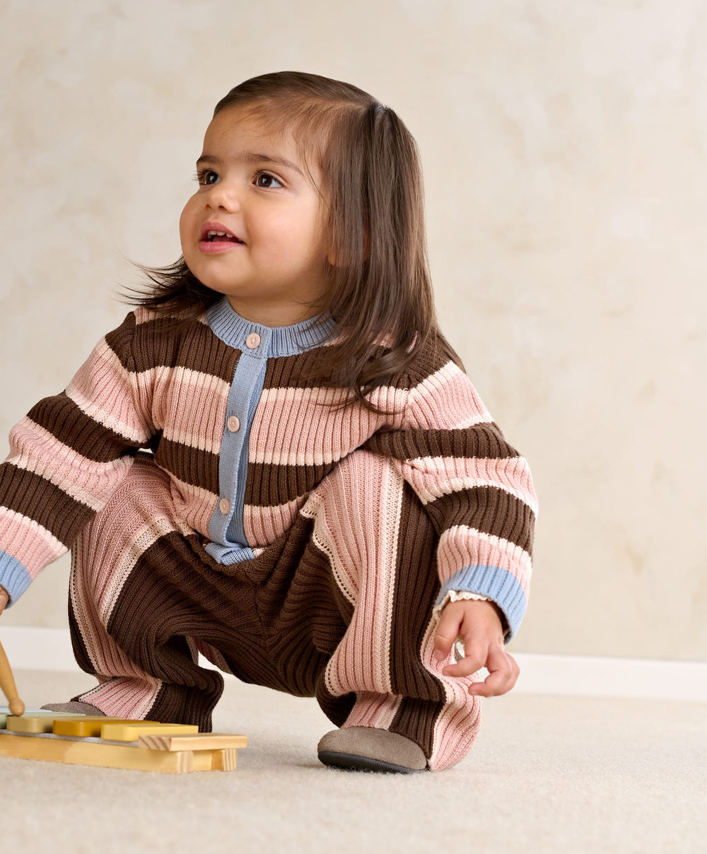 Mamas &amp; Papas Outfits &amp; Sets Stripe Cardigan &amp; Knitted Wide Leg Trousers
