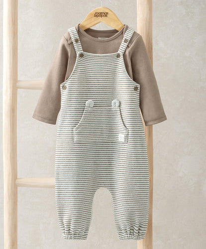 Mamas & Papas Outfits & Sets Stripe Dungarees & Bodysuit Outfit Set