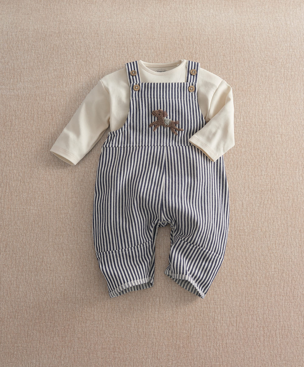 Mamas &amp; Papas Outfits &amp; Sets Stripe Dungarees &amp; Long Sleeve Top
