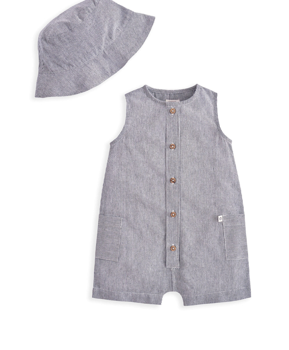 Mamas &amp; Papas Outfits &amp; Sets Stripe Shortie Romper &amp; Hat
