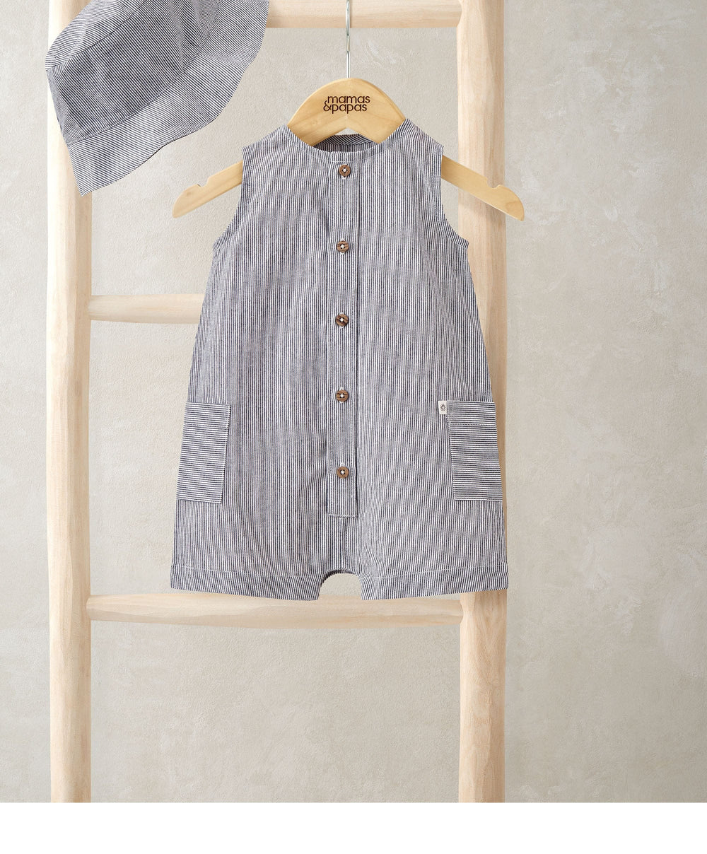 Mamas &amp; Papas Outfits &amp; Sets Stripe Shortie Romper &amp; Hat