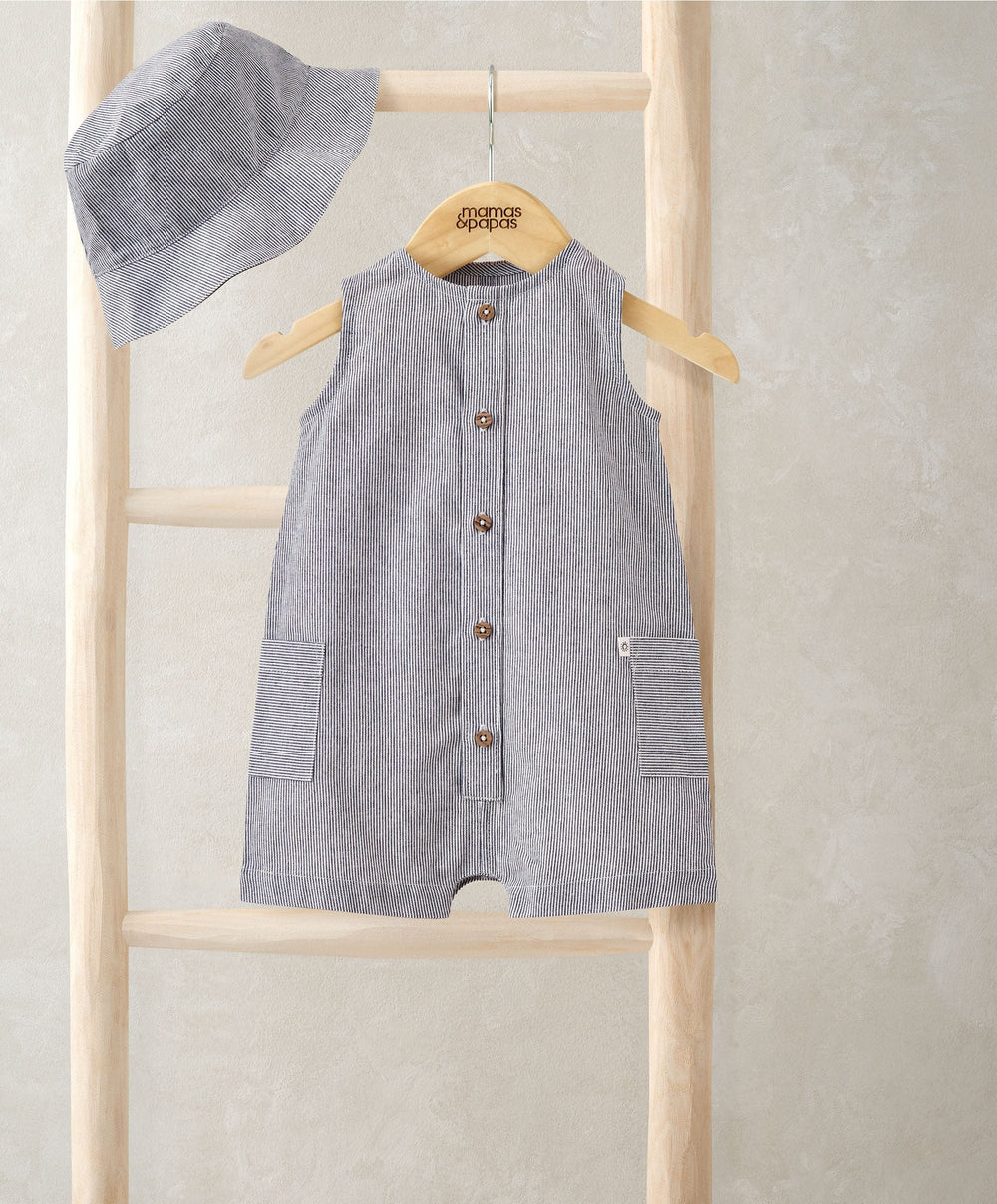 Mamas &amp; Papas Outfits &amp; Sets Stripe Shortie Romper &amp; Hat