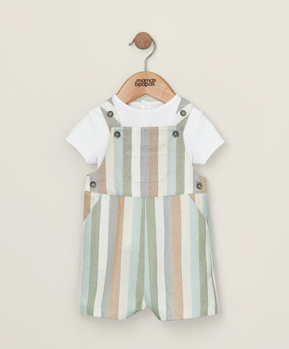 Mamas & Papas Outfits & Sets Stripe Woven Dungaree Outfit Set