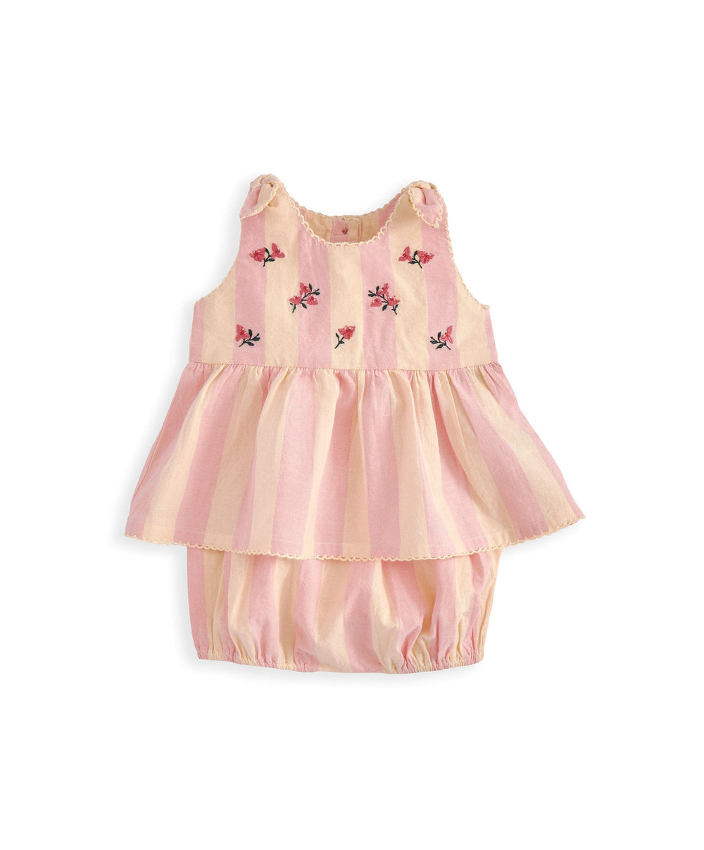 Mamas &amp; Papas Outfits &amp; Sets Striped Pink Peplum Top Set