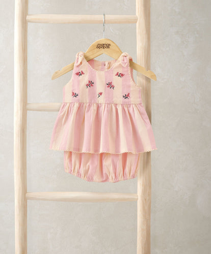 Mamas & Papas Outfits & Sets Striped Pink Peplum Top Set