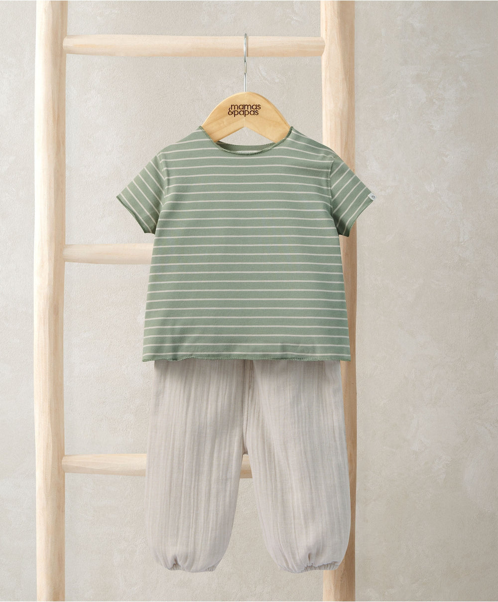 Mamas &amp; Papas Outfits &amp; Sets Stripped T-Shirt &amp; Trouser Outfit Set