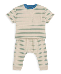 Mamas & Papas Outfits & Sets Stripped Terry Towelling T-Shirt & Joggers Set