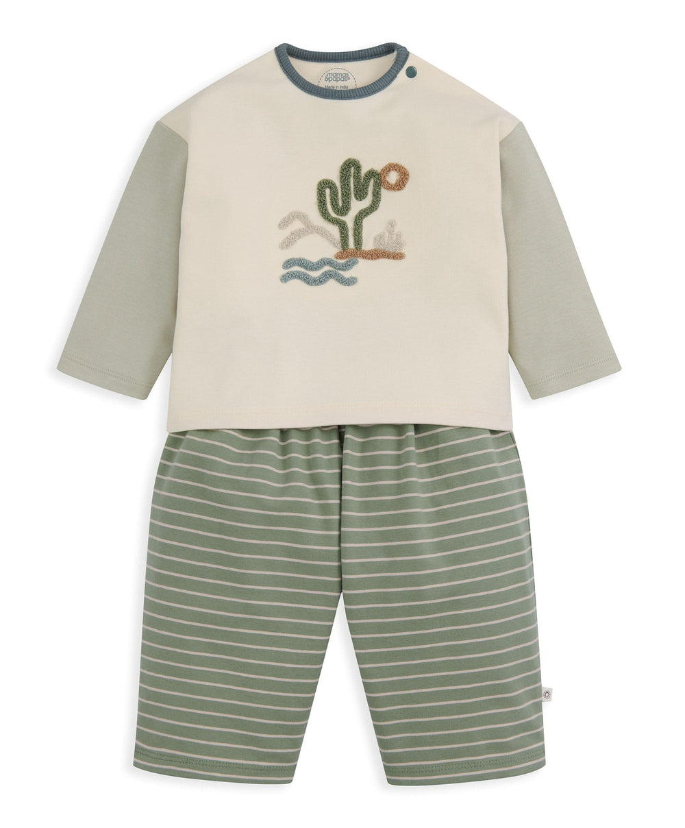 Mamas &amp; Papas Outfits &amp; Sets Sunshine T-Shirt &amp; Stripped Trousers