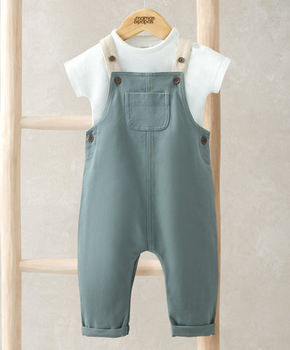 Mamas & Papas Outfits & Sets T-Shirt & Dungarees Outfit Set - Blue