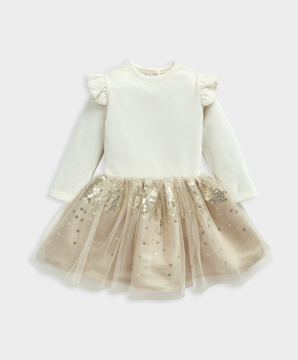 Mamas &amp; Papas Outfits &amp; Sets Velour Bodysuit &amp; Sparkly Gold Tutu