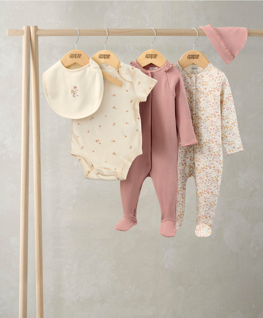 Mamas &amp; Papas Outfits &amp; Sets Welcome to the World Floral Baby Clothes 5 Piece Set