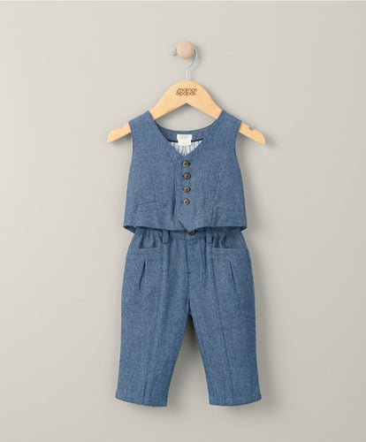 Mamas & Papas Outfits & Sets Woven Waistcoat & Trouser Outfit Set - Blue