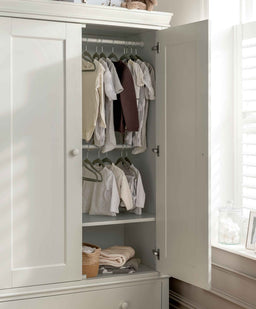 Mamas & Papas Oxford 2 Piece Nursery Furniture Set with Cotbed and Wardrobe - Stone Grey