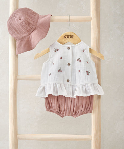 Mamas & Papas Peony Bloomers, Swing Top & Hat Outfit Set